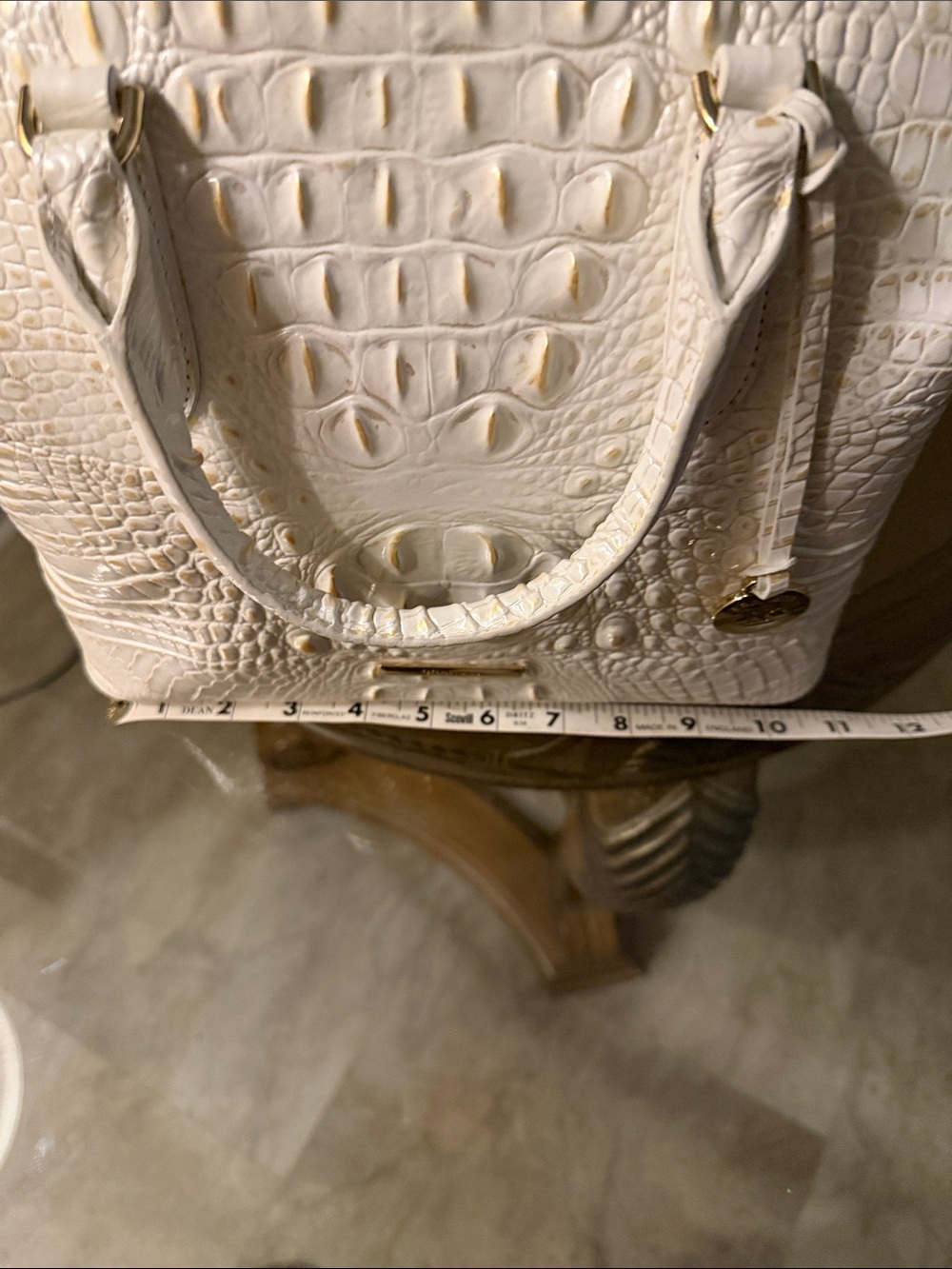 Brahmin Duxbury Chantilly White Croc-Embossed Satchel with Detachable Strap - Picture 14 of 15